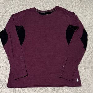 Smartwool Purple Long Sleeve Merino Top with Black Neck Lining